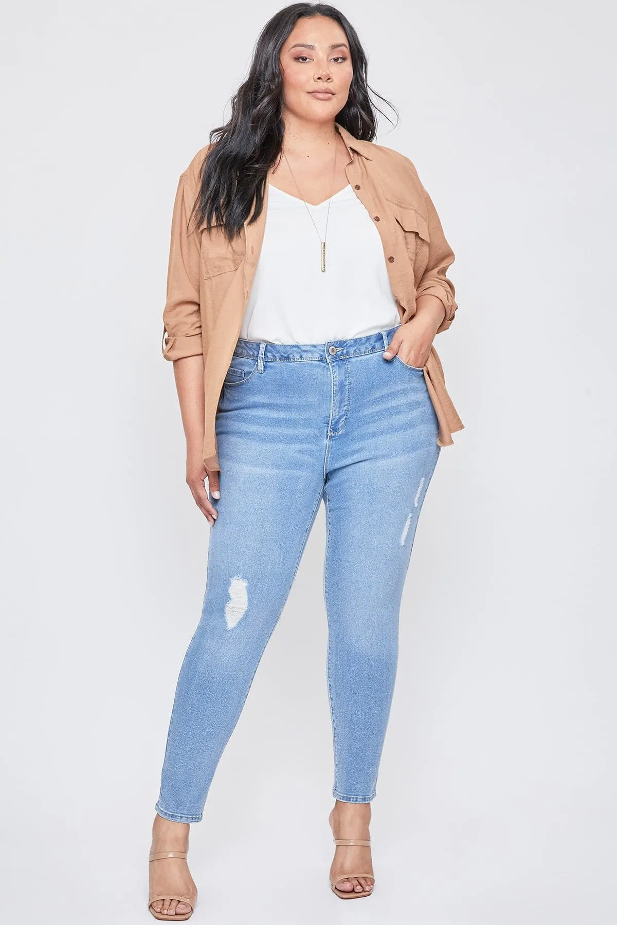 Women's Plus Size Tummy Control High Rise Skinny Jean